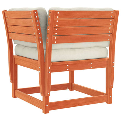 Set Salotto Giardino 7pz con Cuscini Marrone Cera Massello Pino