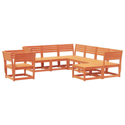 Set Salotto da Giardino 8 pz Marrone Cera Legno Massello Pino
