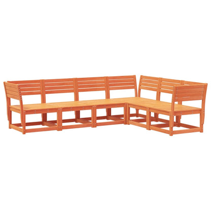 Set Divani da Giardino 6 pz Marrone Cera Legno Massello Pino
