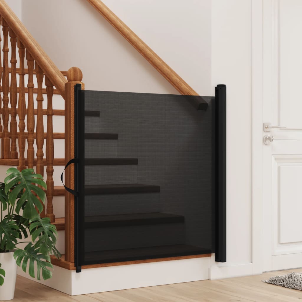 Cancelletto Retrattile per Animali Domestici Nero 117,5x125 cm