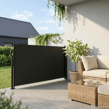 Tenda da Sole Laterale Retrattile Nera 117x300 cm