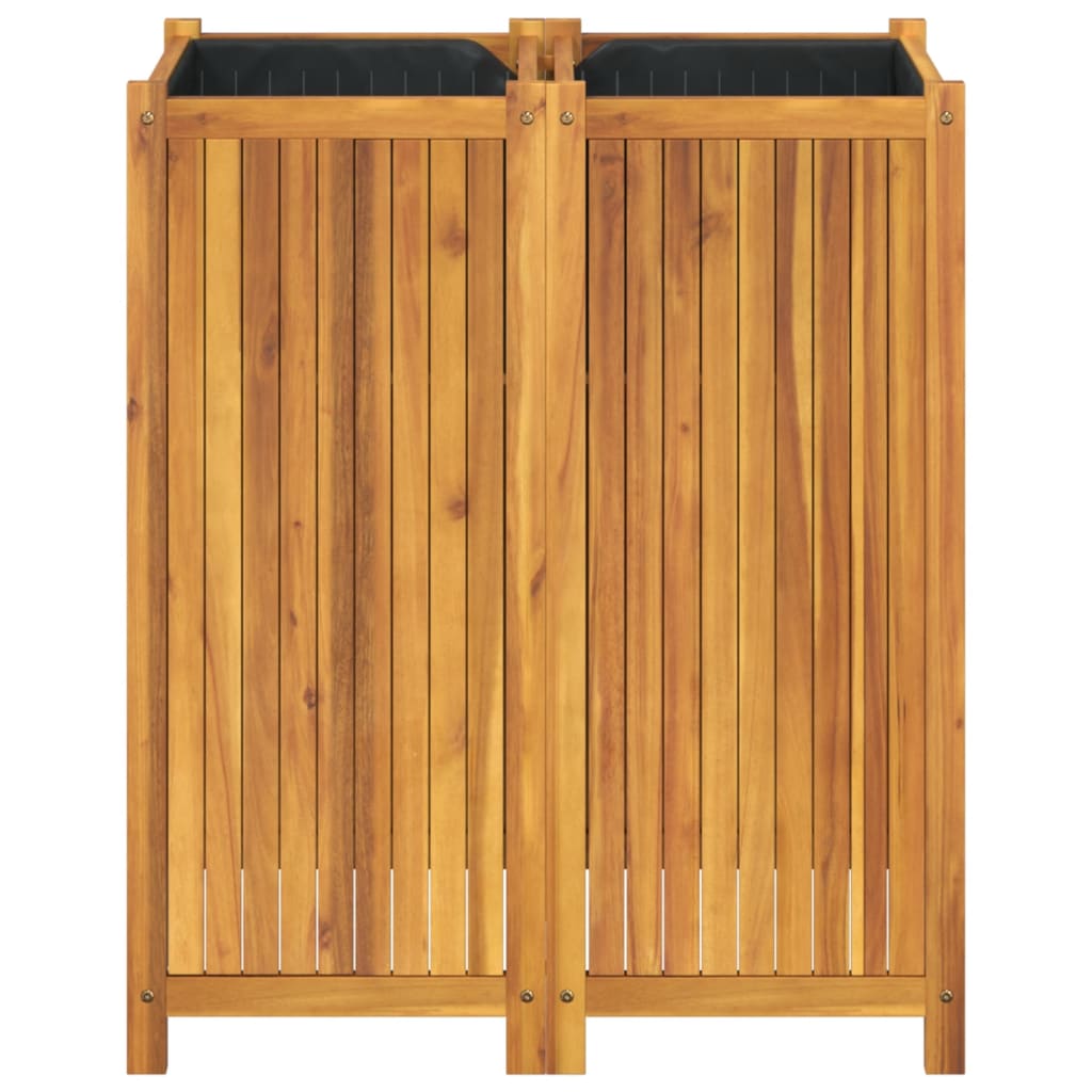 Fioriera Giardino con Rivestimento 84x42x100 cm Massello Acacia