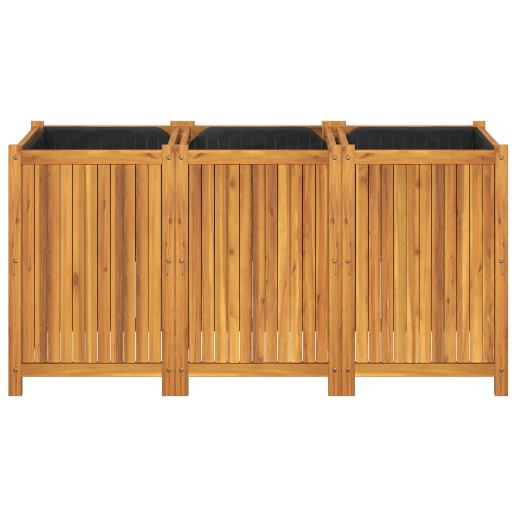 Fioriera Giardino con Rivestimento 150x50x75 cm Massello Acacia