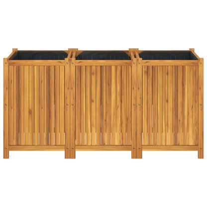 Fioriera Giardino con Rivestimento 150x50x75 cm Massello Acacia