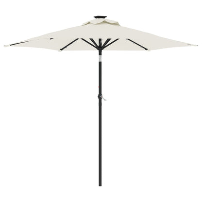 Ombrellone Giardino con LED Palo Acciaio Bianco 225x225x212 cm