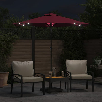 Ombrellone Giardino LED Palo Acciaio Rosso BordÃƒÂ² 225x225x212 cm