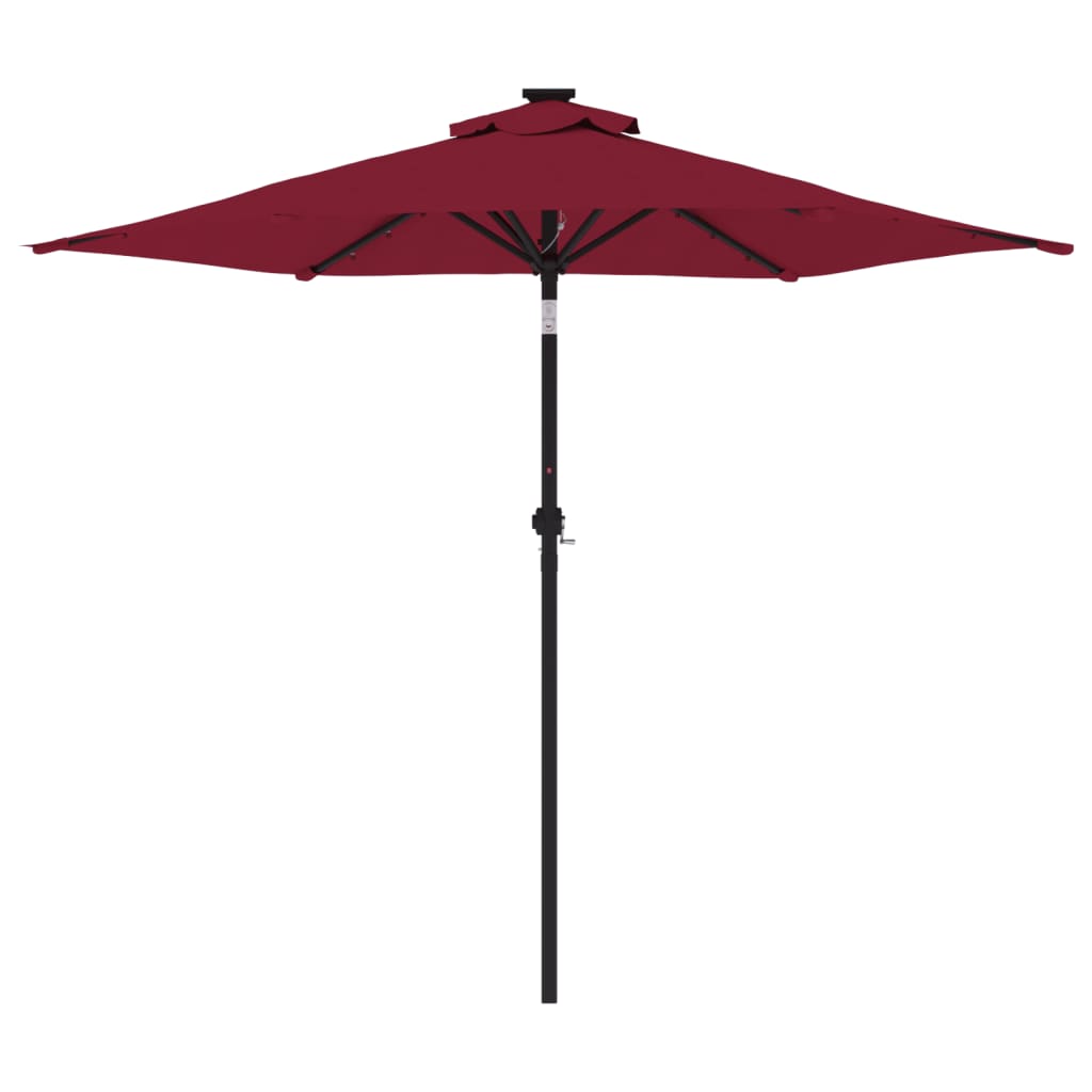 Ombrellone Giardino LED Palo Acciaio Rosso BordÃƒÂ² 225x225x212 cm