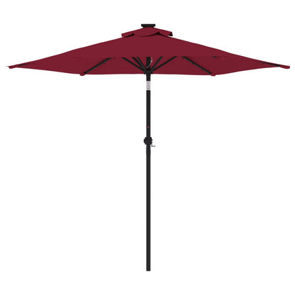 Ombrellone Giardino LED Palo Acciaio Rosso BordÃƒÂ² 225x225x212 cm