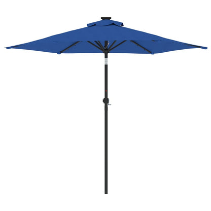 Ombrellone Giardino con LED Palo Acciaio Azzurro 225x225x212 cm