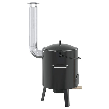 Cannone Gulasch con Camino e Coperchio Nero Acciaio Smaltato