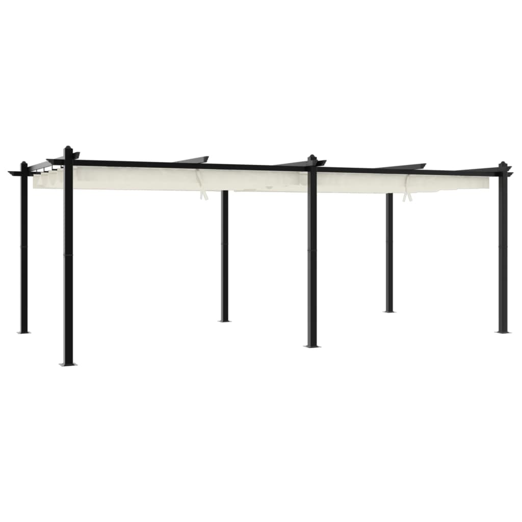 Gazebo da Giardino con Tetto Retrattile Crema 3x6m in Alluminio