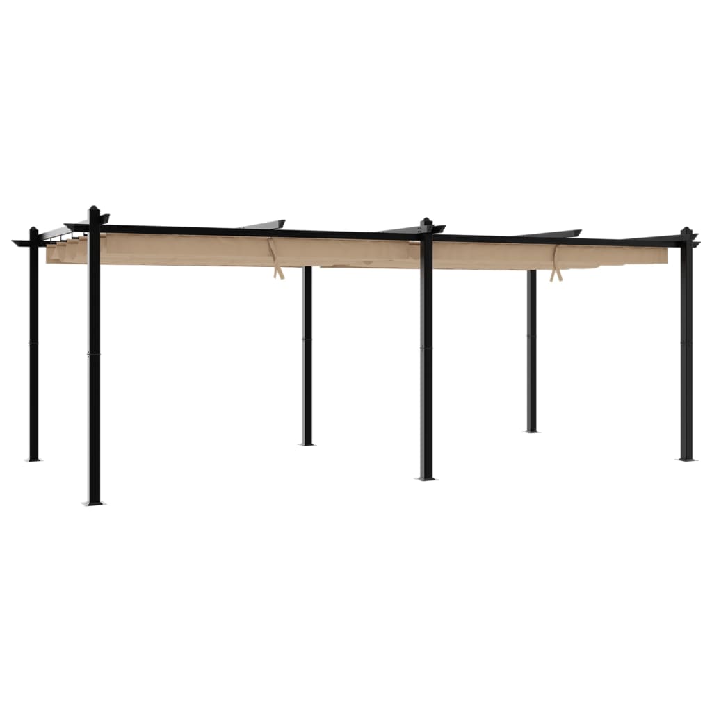 Gazebo da Giardino con Tetto Retrattile Tortora 3x6 m Alluminio