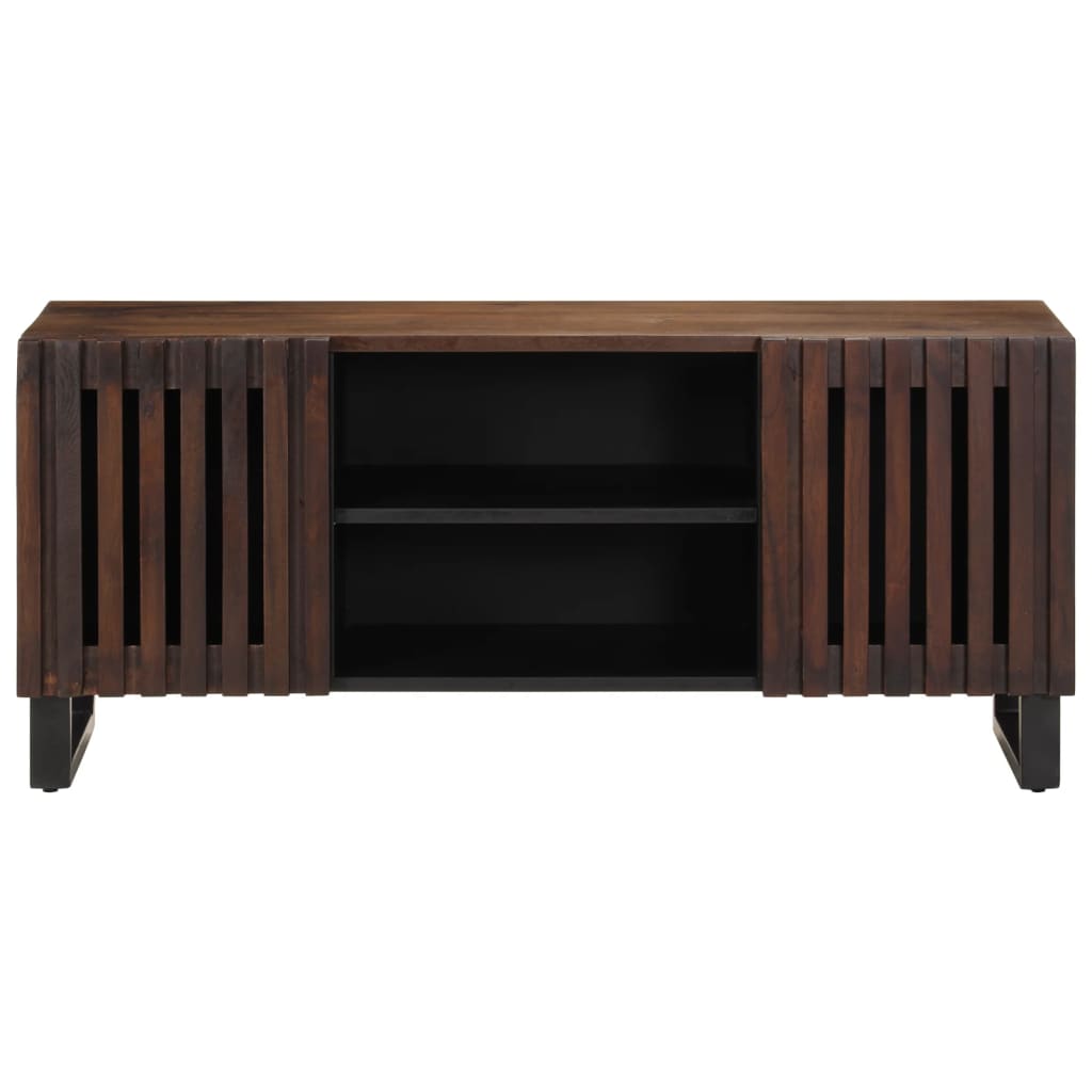 Mobile Porta TV Marrone e Nero 105x34x46 cm in Legno di Mango