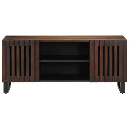 Mobile Porta TV Marrone e Nero 105x34x46 cm in Legno di Mango