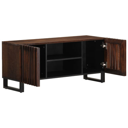 Mobile Porta TV Marrone e Nero 105x34x46 cm in Legno di Mango
