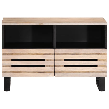 Mobile Porta TV Bianco 70x34x46 cm in Legno Massello di Mango