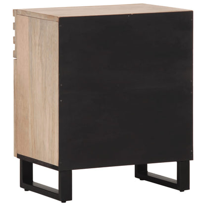 Comodino Bianco 50x34x60 cm in Legno Massello di Mango