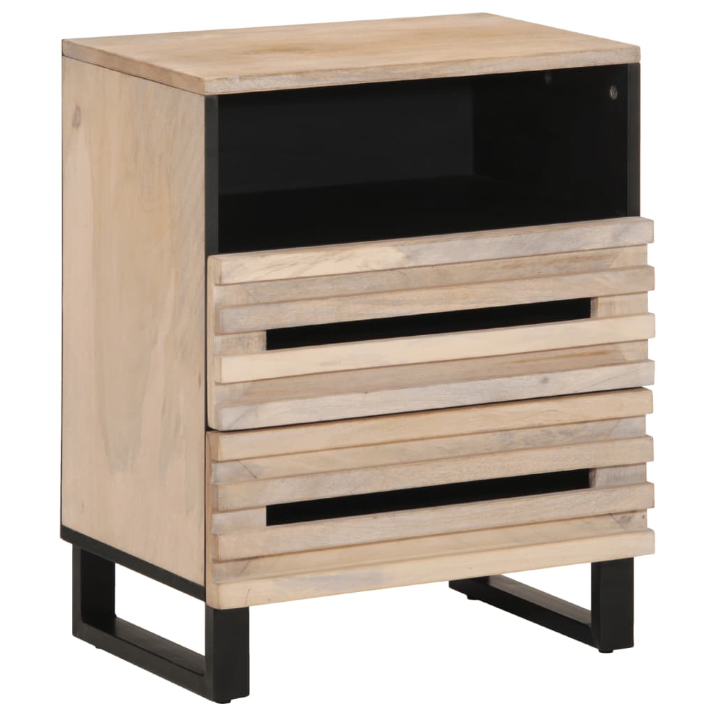 Comodino 50x34x62 cm in Legno Massello di Mango Grezzo