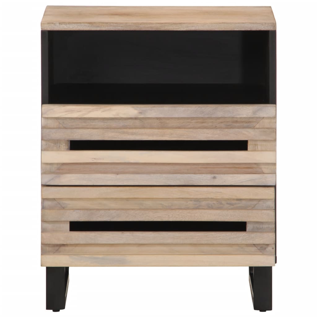 Comodino 50x34x62 cm in Legno Massello di Mango Grezzo