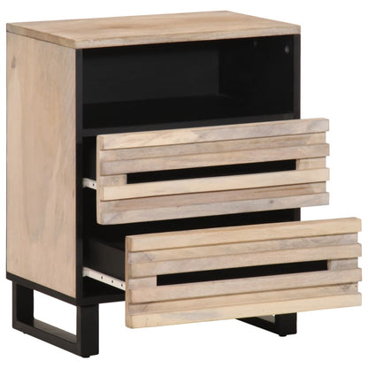 Comodino 50x34x62 cm in Legno Massello di Mango Grezzo