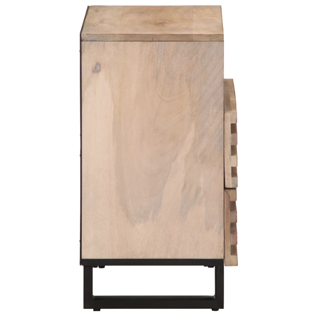 Comodino 50x34x62 cm in Legno Massello di Mango Grezzo