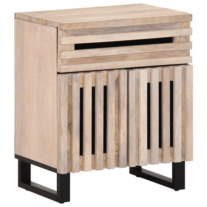 Comodino 50x34x60 cm in Legno Massello di Mango Grezzo