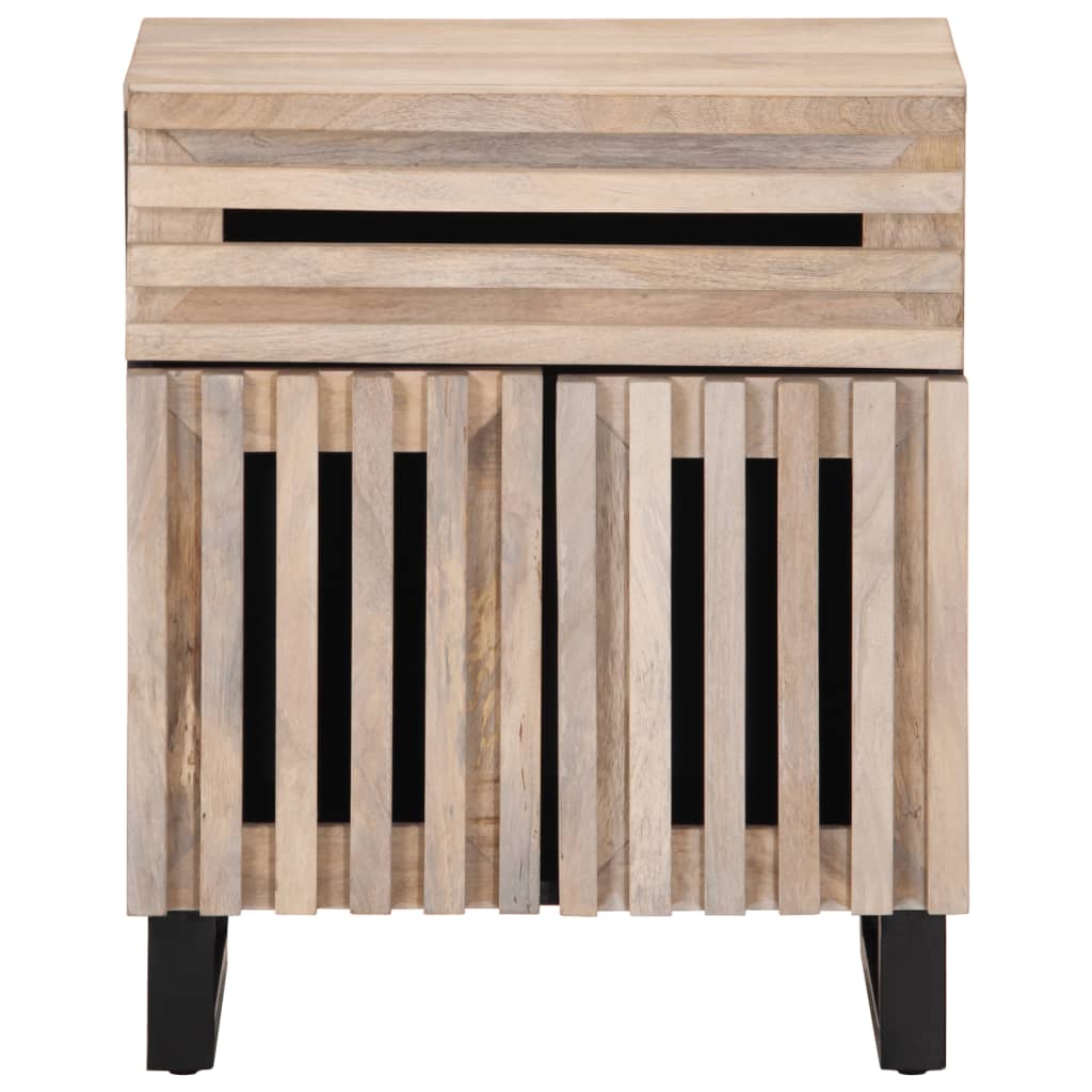 Comodino 50x34x60 cm in Legno Massello di Mango Grezzo