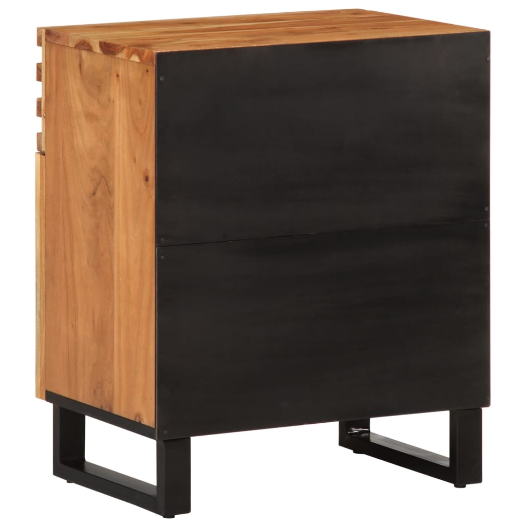 Comodino Marrone 50x34x60 cm in Legno Massello di Mango