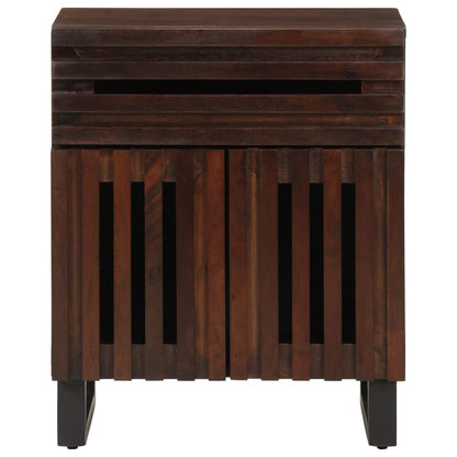 Comodino Marrone 50x34x60 cm in Legno Massello di Mango