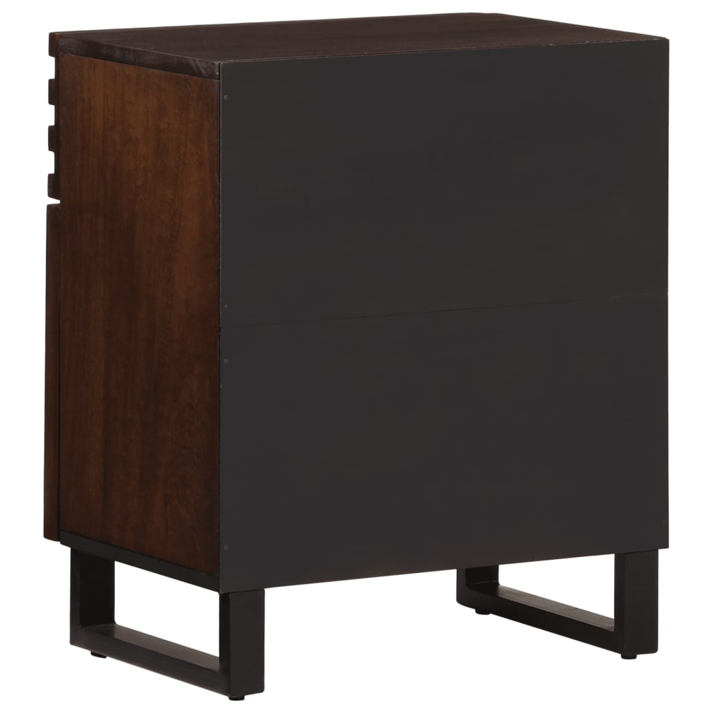 Comodino Marrone 50x34x60 cm in Legno Massello di Mango