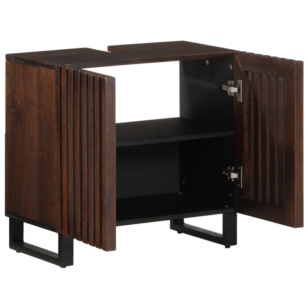 Mobile Lavabo da Bagno 62x34x58cm Marrone Legno Massello Mango