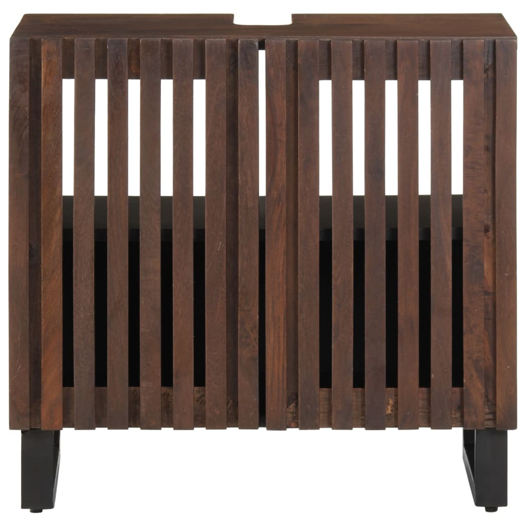 Mobile Lavabo da Bagno 62x34x58cm Marrone Legno Massello Mango