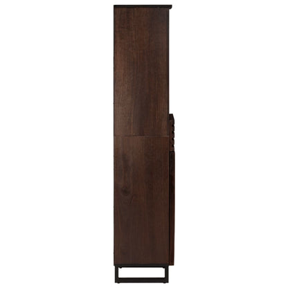 Credenza Marrone 38x34x160 cm in Legno Massello di Mango