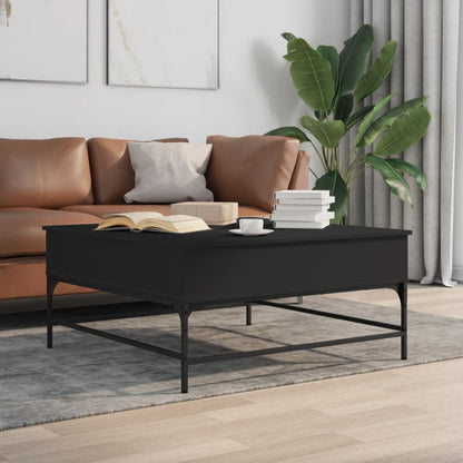 Tavolino Salotto Nero 95x95x45 cm Legno Multistrato e Metallo