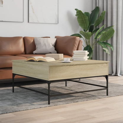 Tavolino Rovere Sonoma 95x95x45 cm Legno Multistrato e Metallo