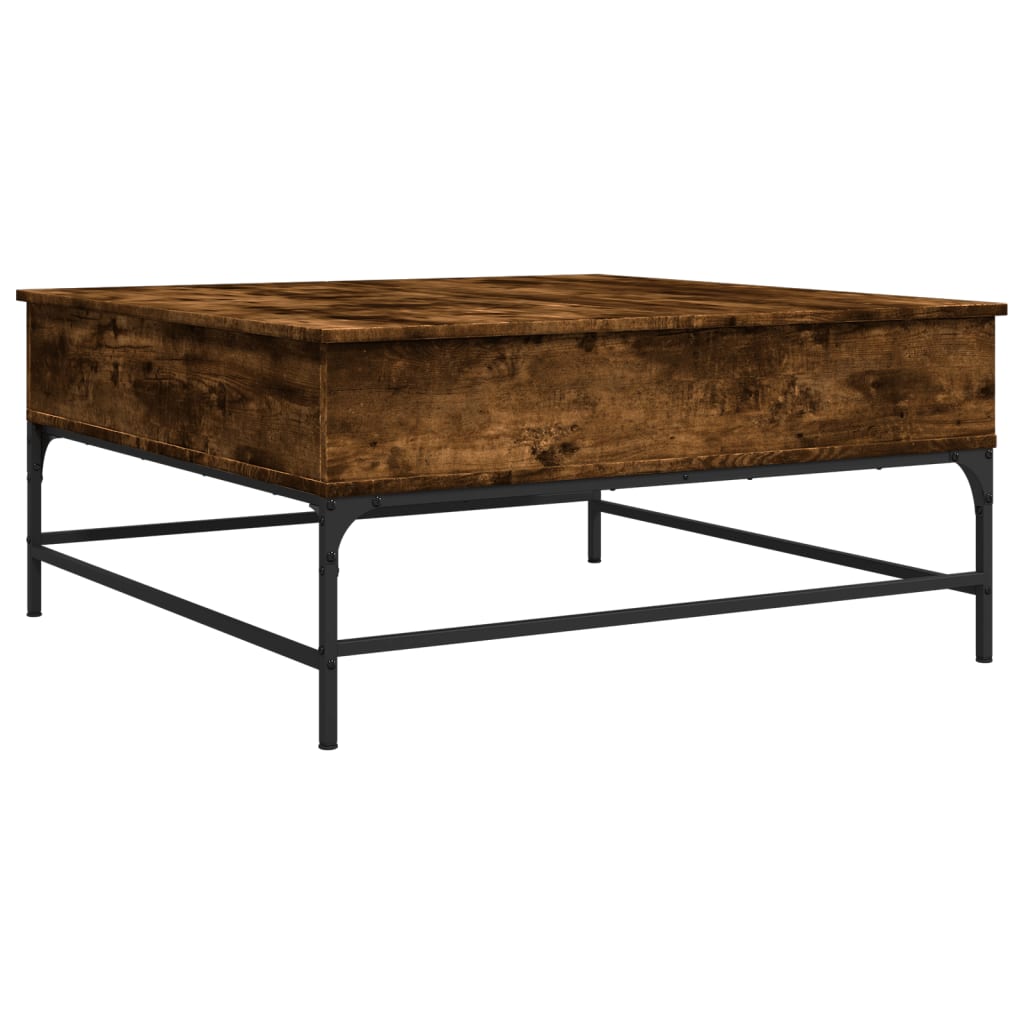 Tavolino Rovere Fumo 95x95x45 cm in Legno Multistrato e Metallo