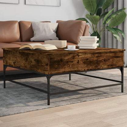 Tavolino Rovere Fumo 95x95x45 cm in Legno Multistrato e Metallo