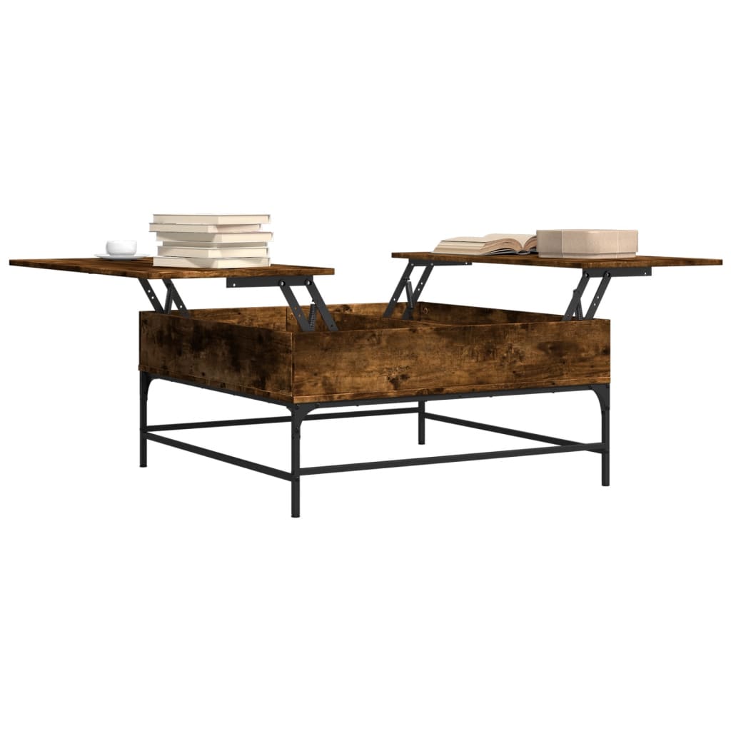 Tavolino Rovere Fumo 95x95x45 cm in Legno Multistrato e Metallo