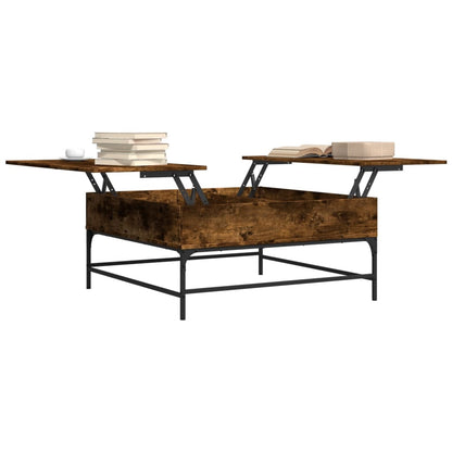 Tavolino Rovere Fumo 95x95x45 cm in Legno Multistrato e Metallo