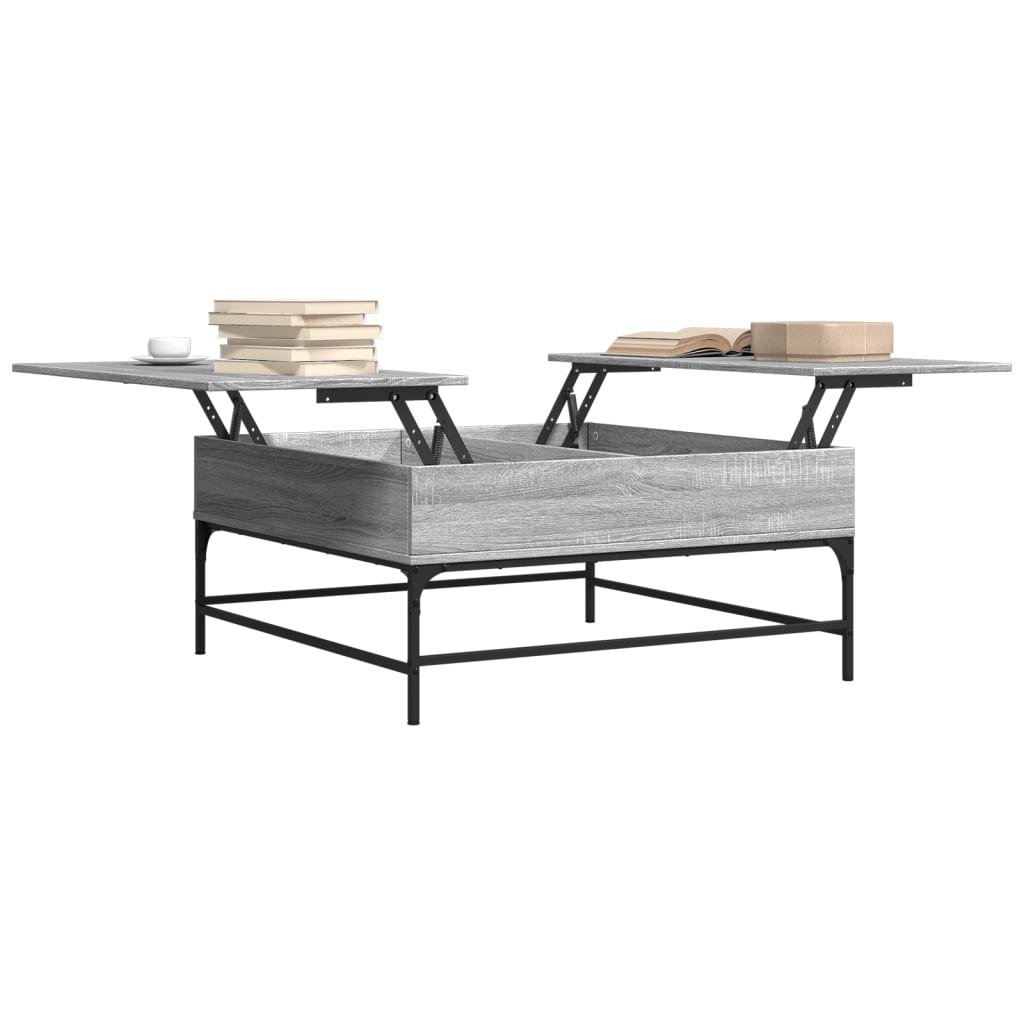 Tavolino Grigio Sonoma 95x95x45 cm Legno Multistrato e Metallo