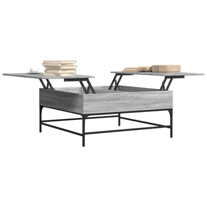 Tavolino Grigio Sonoma 95x95x45 cm Legno Multistrato e Metallo