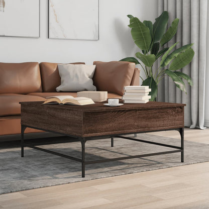 Tavolino Salotto Rovere Marrone 95x95x45 cm Multistrato Metallo