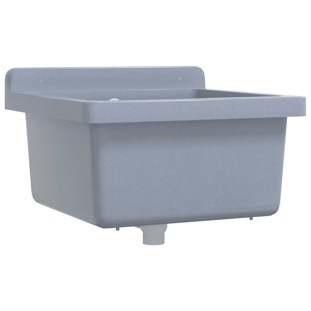 Lavabo a Parete Grigio 40x40x24 cm in Resina