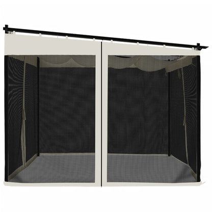 Gazebo con Pareti in Rete Crema 3x3 m in Acciaio