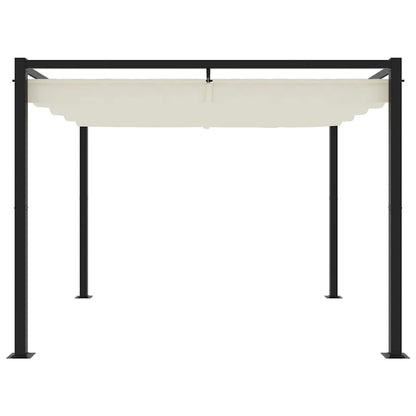 Gazebo da Giardino con Tetto Retrattile Crema 3x3m in Acciaio