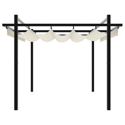 Gazebo da Giardino con Tetto Retrattile Crema 3x3m in Alluminio