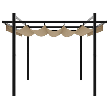 Gazebo da Giardino con Tetto Retrattile Tortora 3x3 m Alluminio