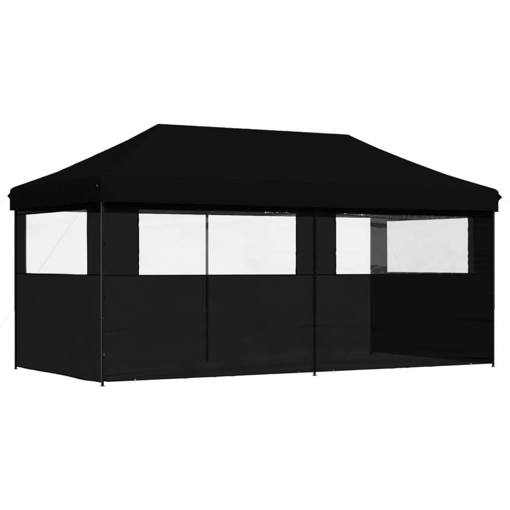 Tendone per Feste Pieghevole Pop-Up con 3 Pareti Nero