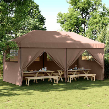 Tendone per Feste Pieghevole Pop-Up con 4 Pareti Marrone