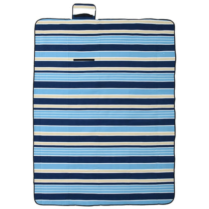 Tovaglia Picnic Pieghevole Onde Blu e Bianco 200x150 cm Velluto
